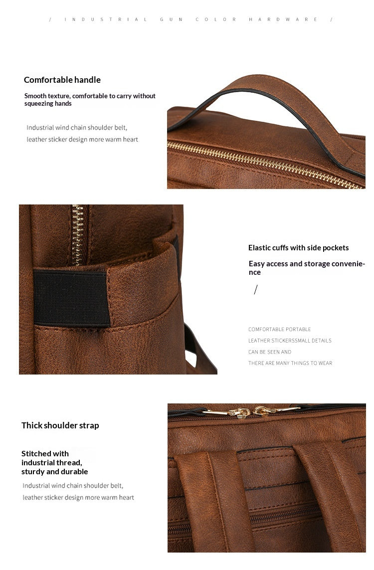 Women New Vintage Multifunctional PU Travel Backpack