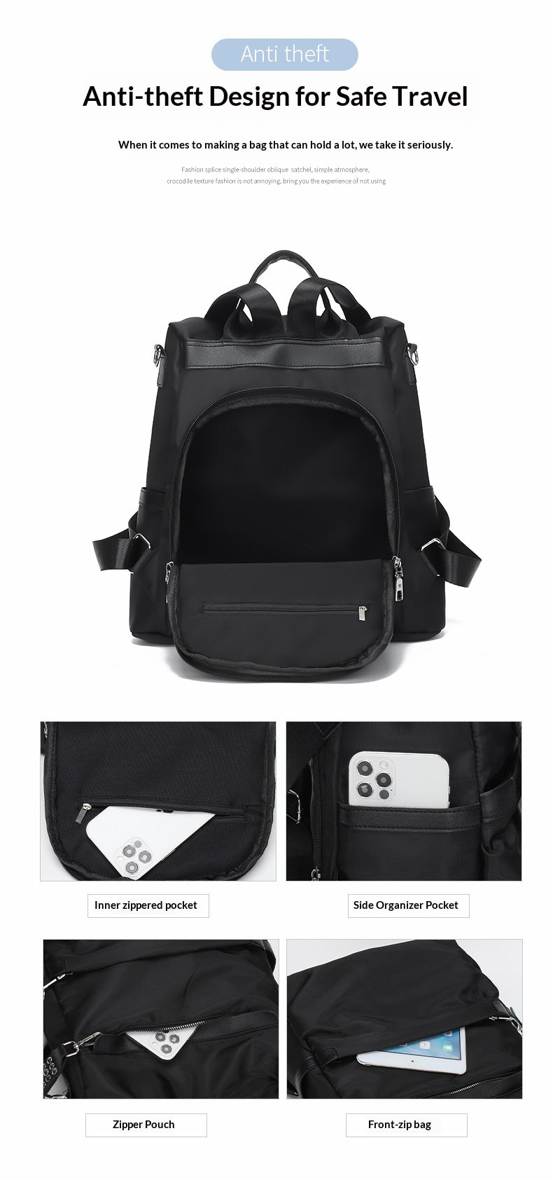 Women Large Ins Oxford Student Backpack