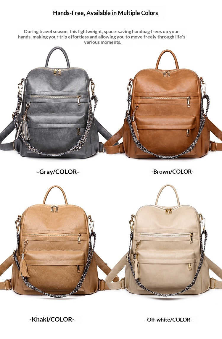 Women Large Trendy Vintage Soft Leather Convertible Shoulder Backpack