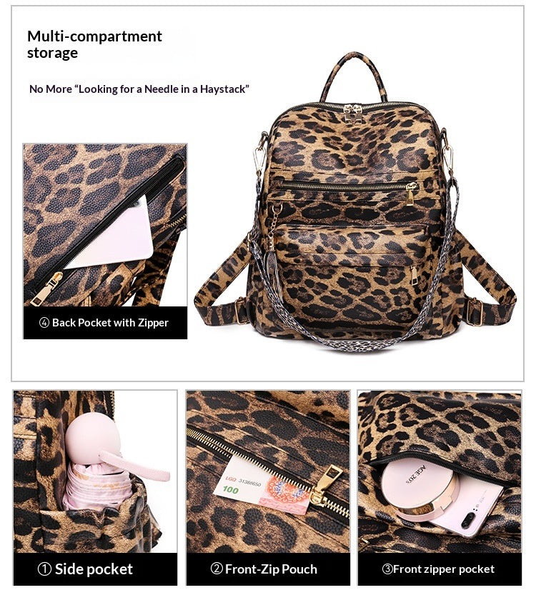 Women Large Trendy Vintage Soft Leather Convertible Shoulder Backpack