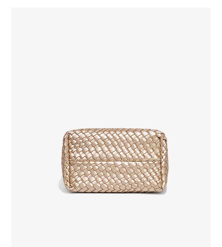 Metallic Woven Bucket PU Leather Shoulder Bag