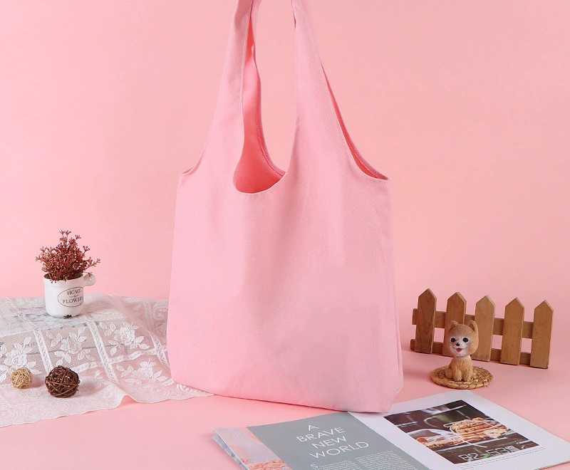 Solid Color Dyed Fabric Wide Strap Tote Bag