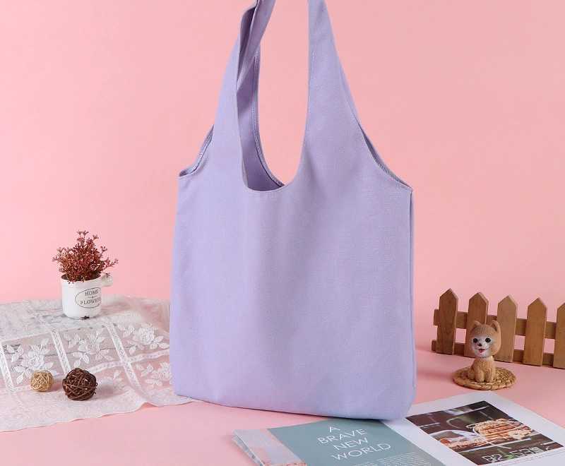 Solid Color Dyed Fabric Wide Strap Tote Bag