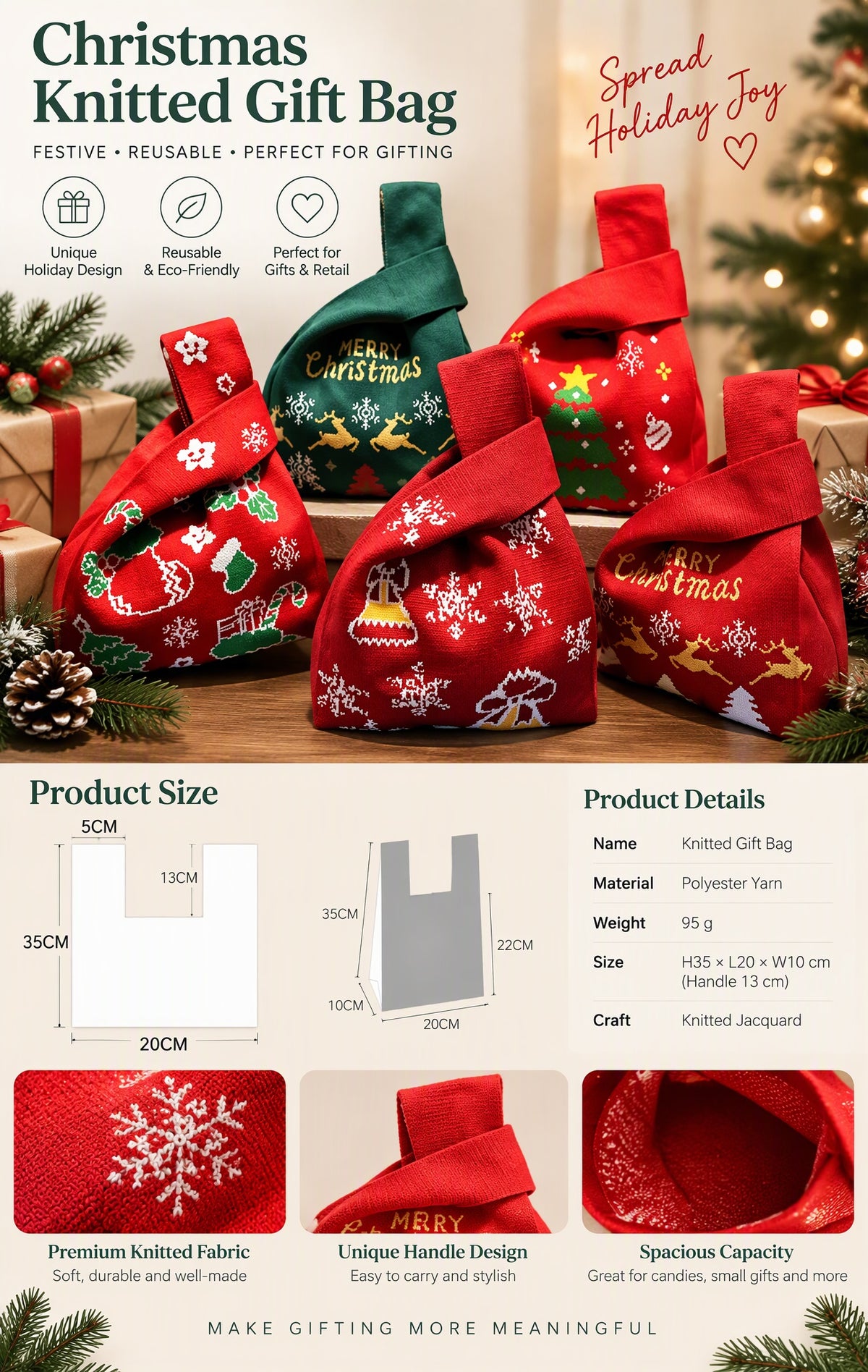 Soft Knitted Christmas Gift Bag