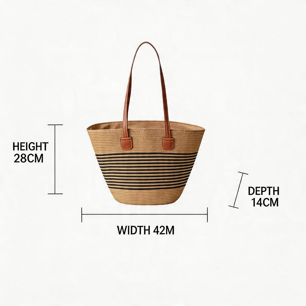 Women's Large Capacity Woven Bucket Beach Tote Bag