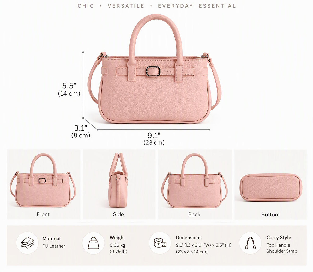 Sweet Mini Tote Bag with Belt Detail