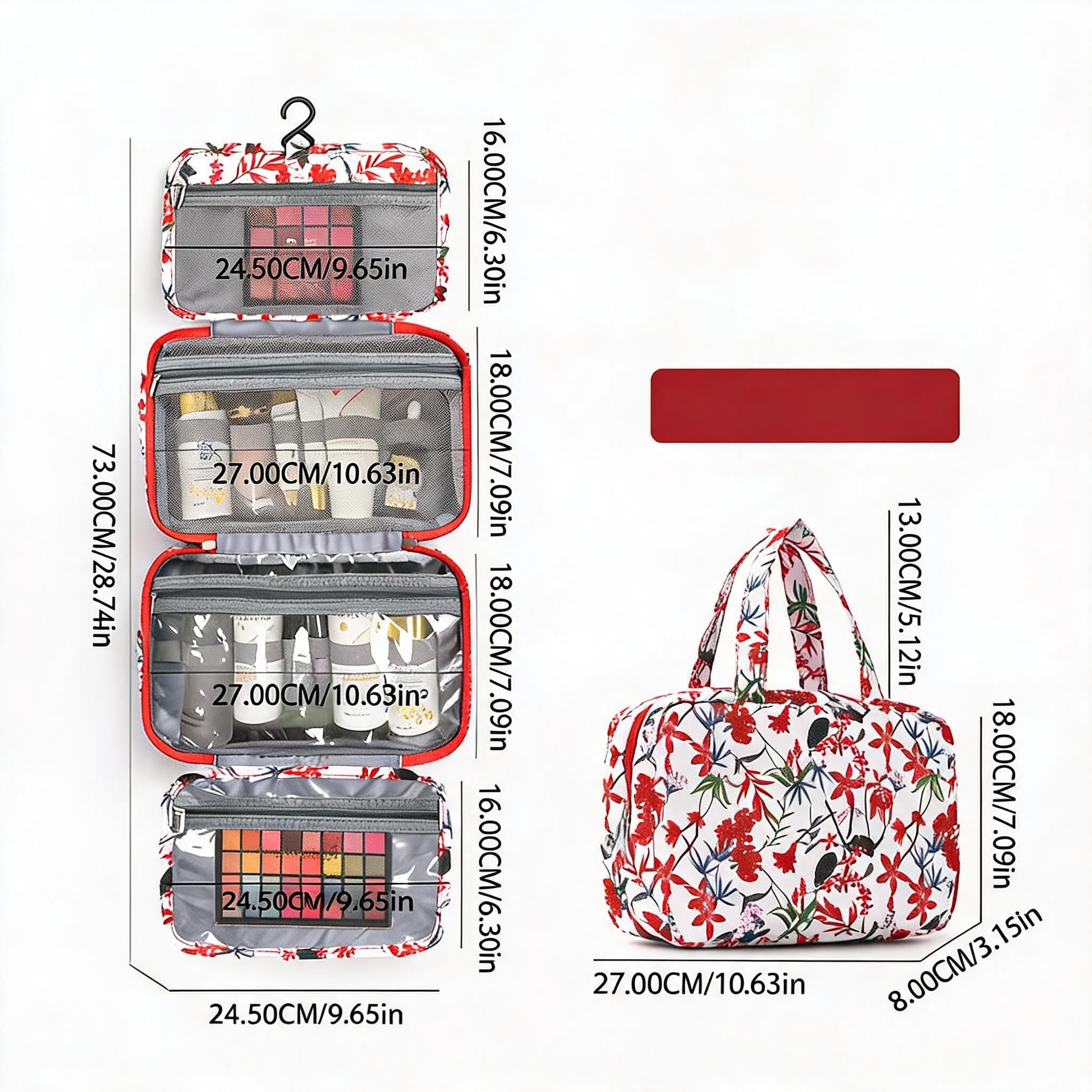 Dry-Wet Separation Floral Toiletry Bag