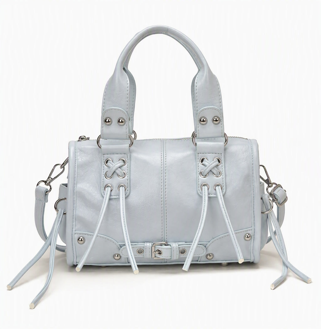 Y2K Studded Lace-Up Mini Boston Shoulder Bag