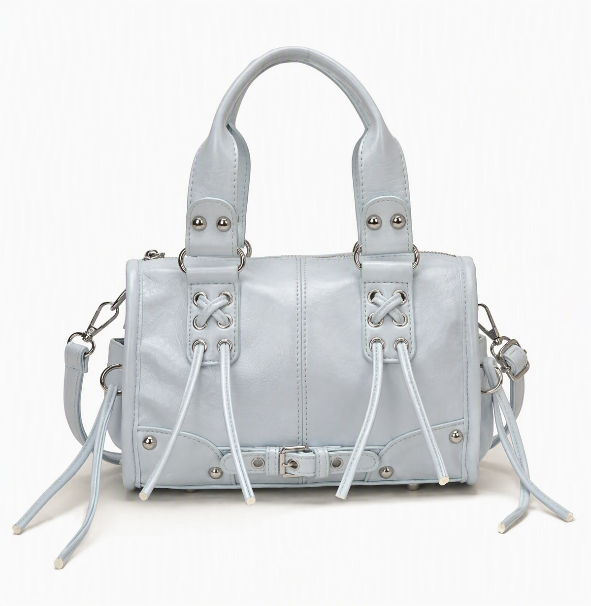 Y2K Studded Lace-Up Mini Boston Shoulder Bag