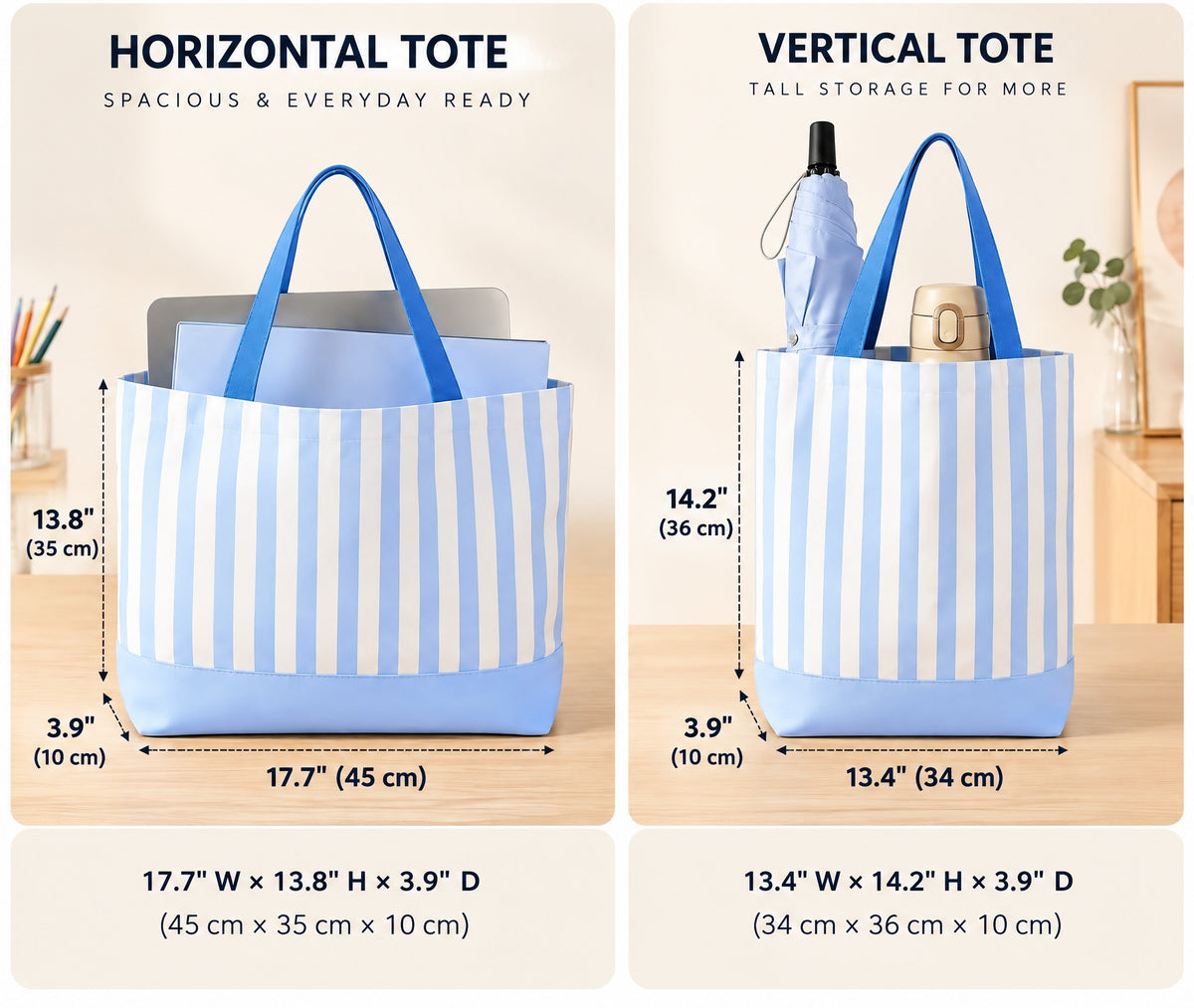 Striped Canvas Tote Bag