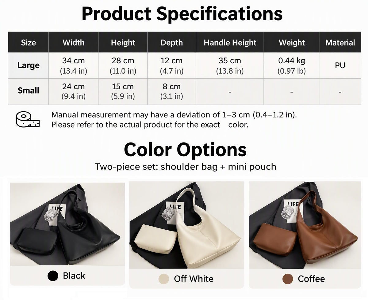 Minimalist Soft PU Slouchy Hobo Shoulder Bag