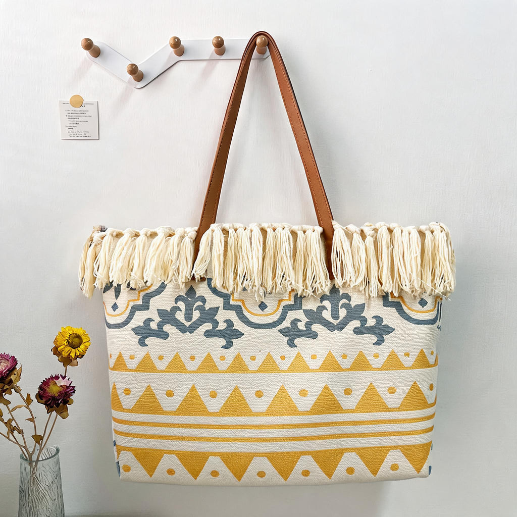 Retro Hand-Woven Cotton Linen Tassel Bag
