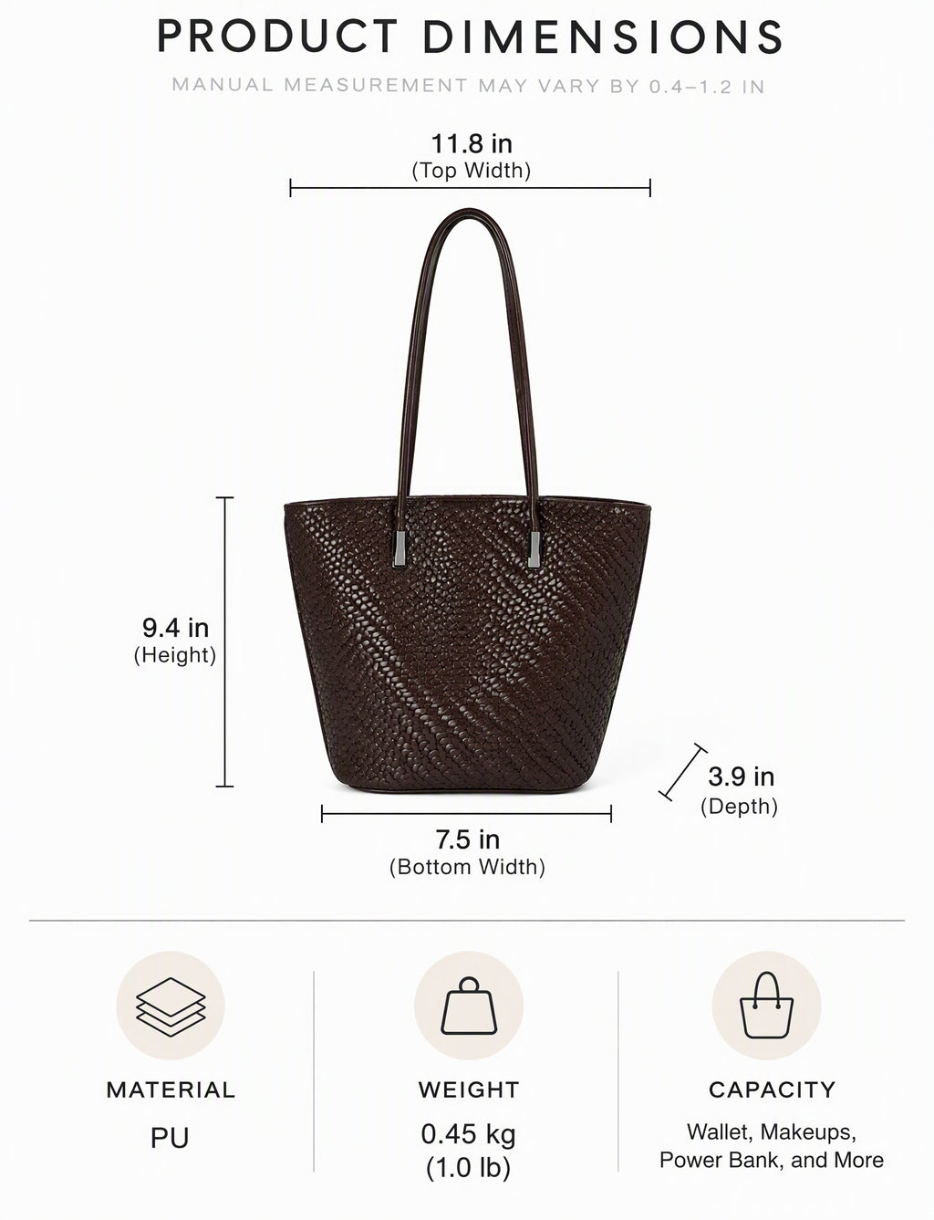 Minimalism Woven PU Tote Shoulder Bag