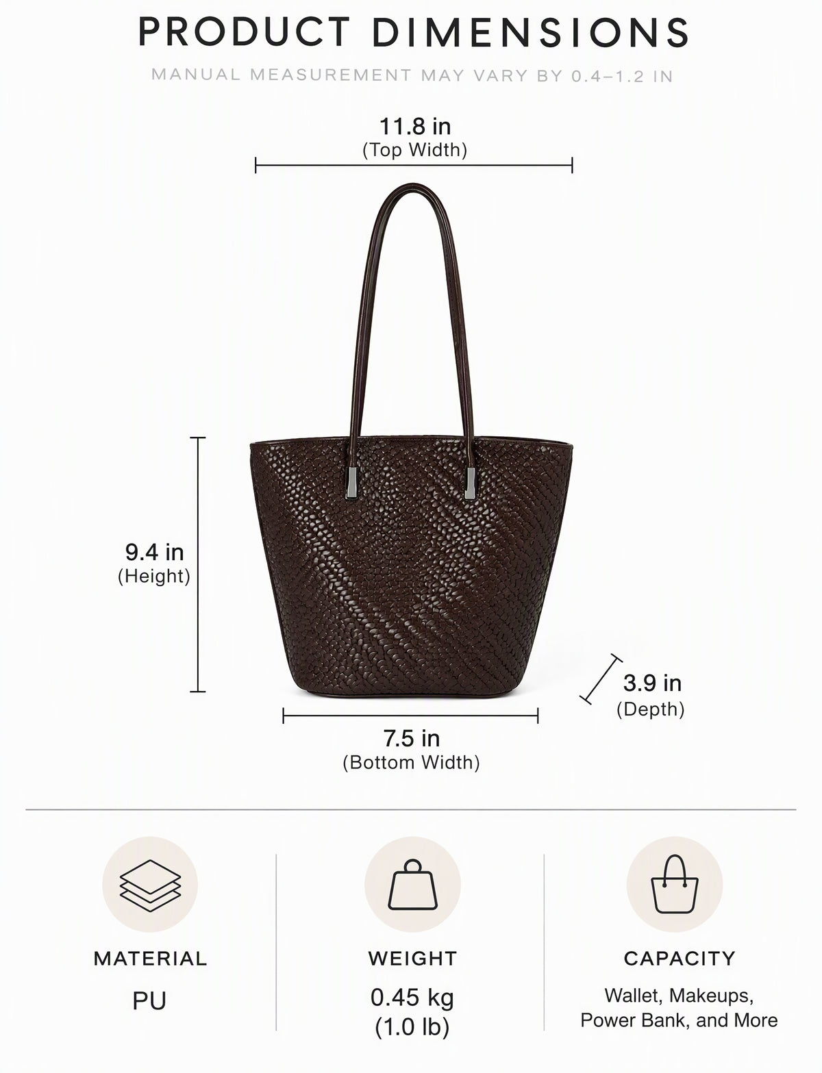 Minimalism Woven PU Tote Shoulder Bag