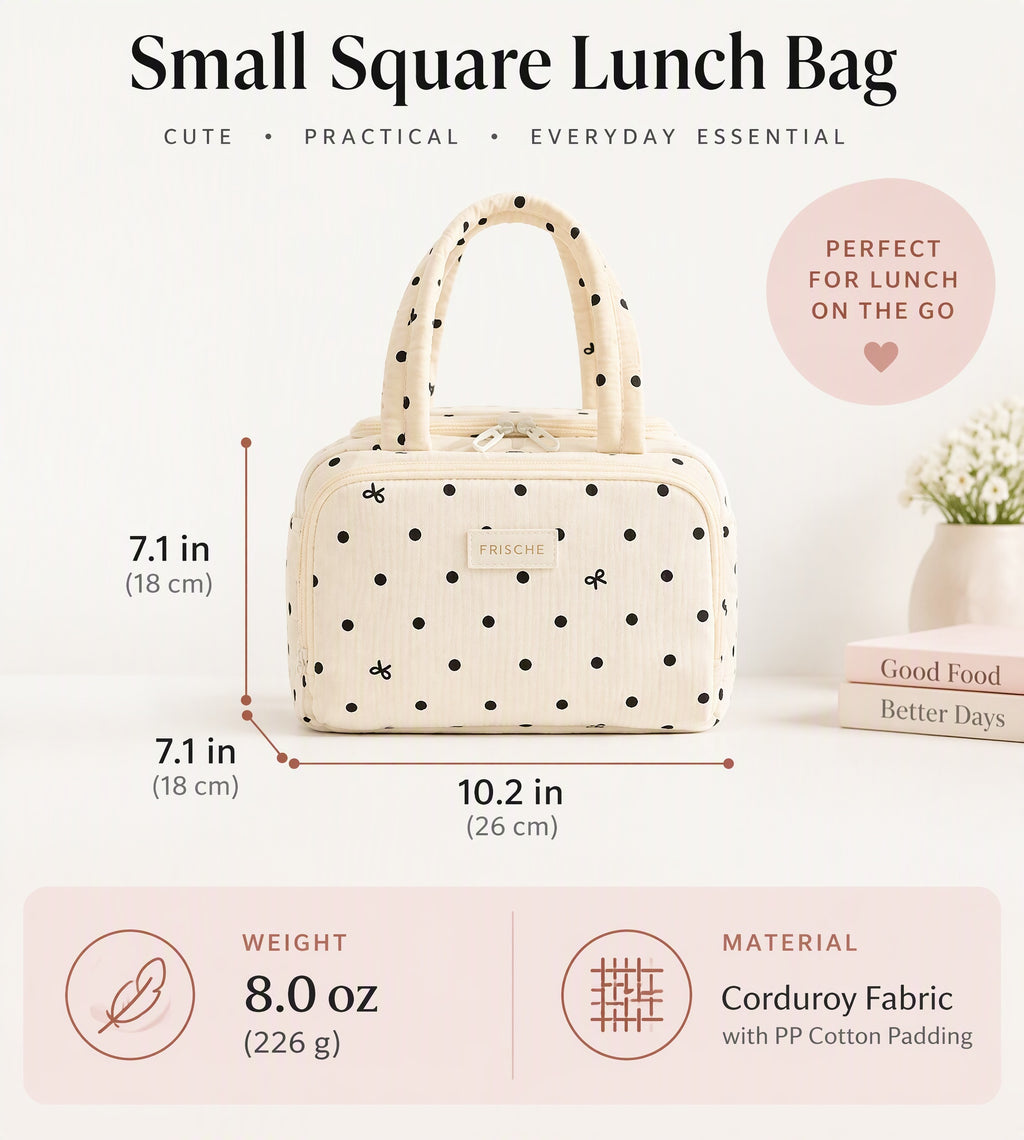 Polka Dot Corduroy Insulated Lunch Bag