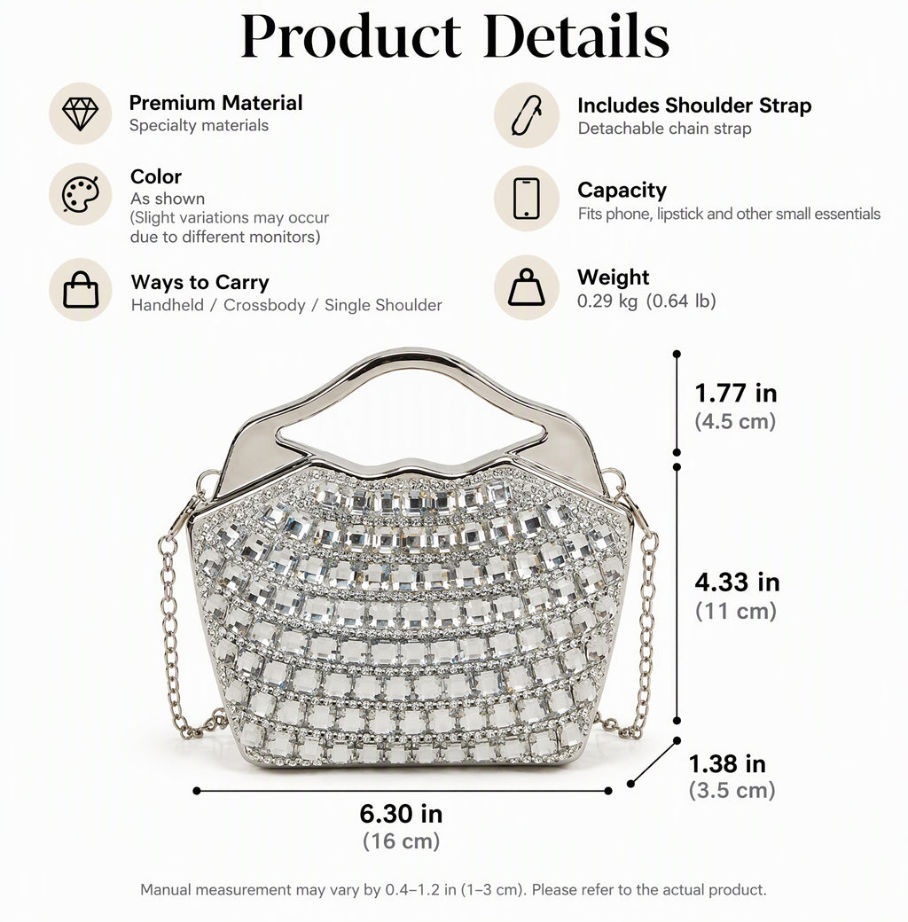 Sparkling Rhinestone Mini Evening Bag with Chain Strap