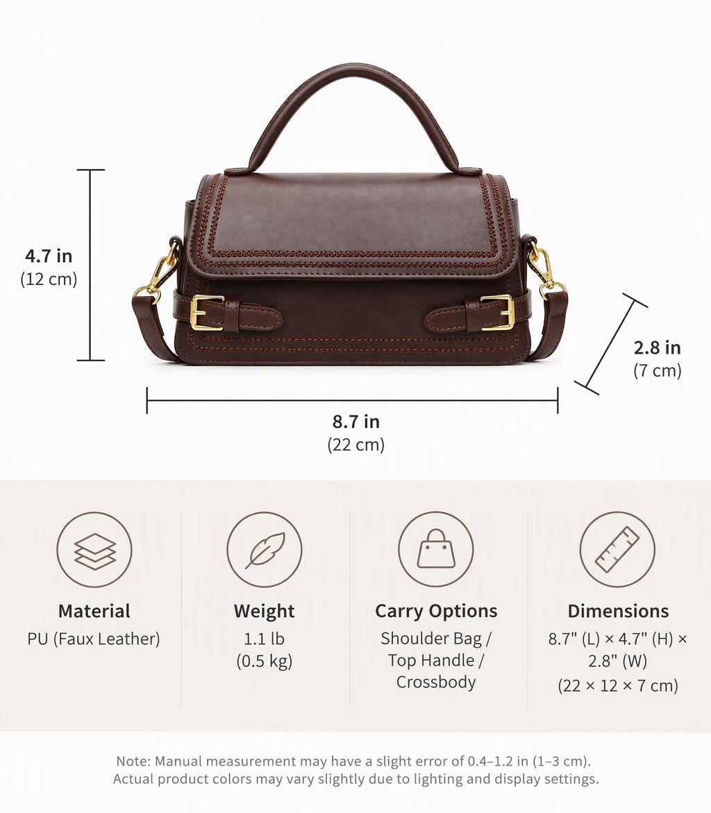 Vintage Buckle Flap Handbag with Elegant Buckle Details