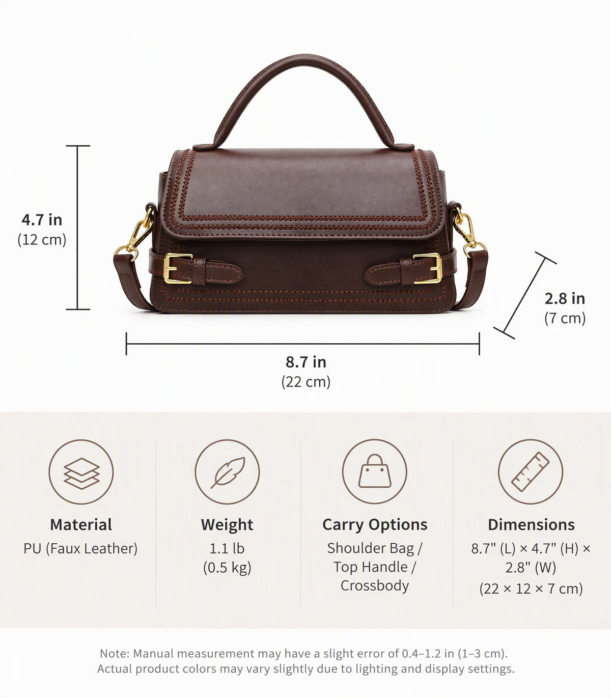Vintage Buckle Flap Handbag with Elegant Buckle Details