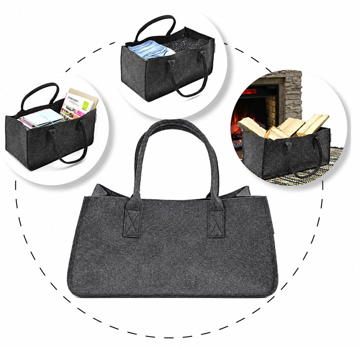 Customizable Structured Felt Reinforced Double Handles Tote