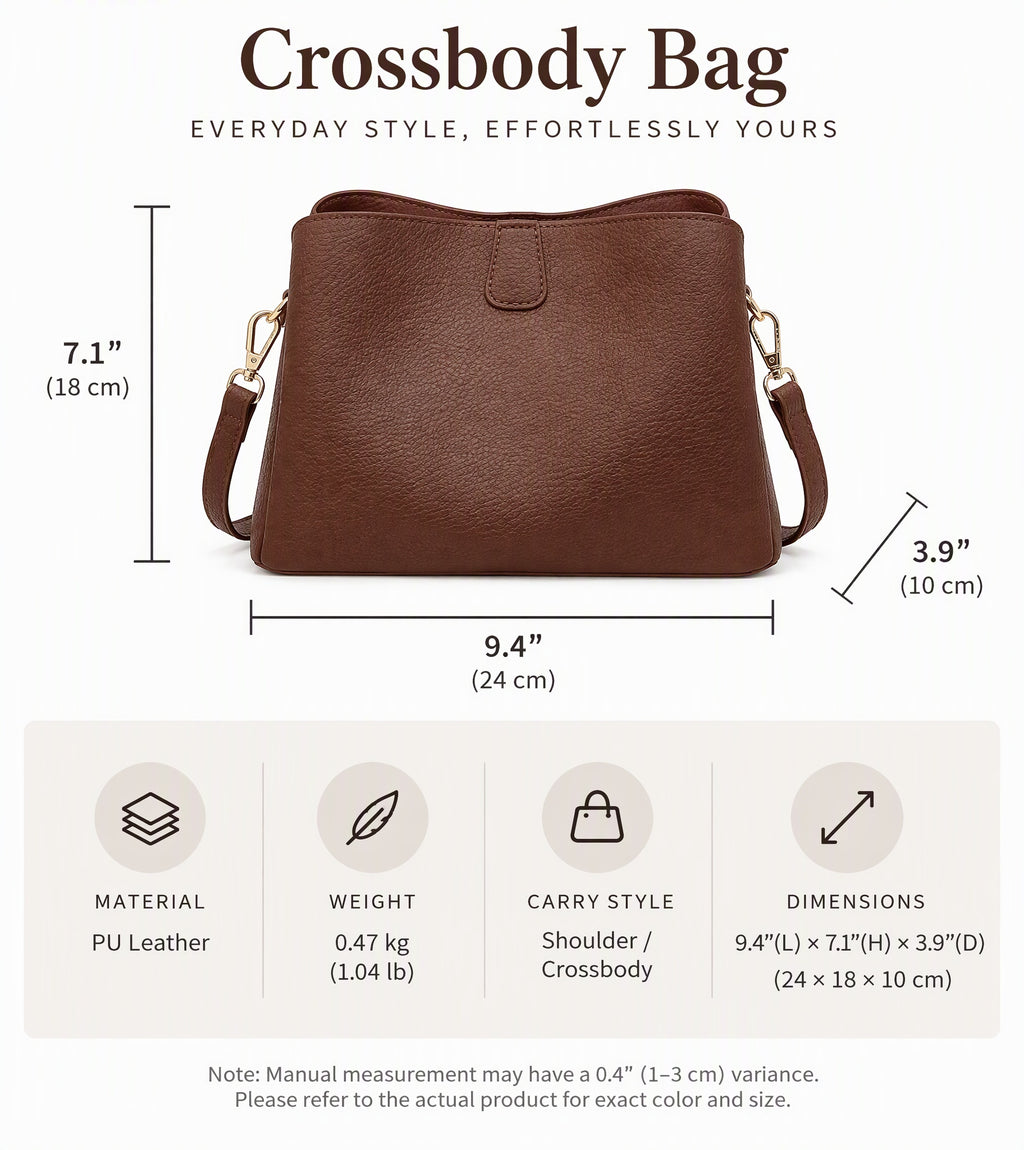 Minimalist Pebbled Faux Leather Crossbody Bag with Adjustable Strap