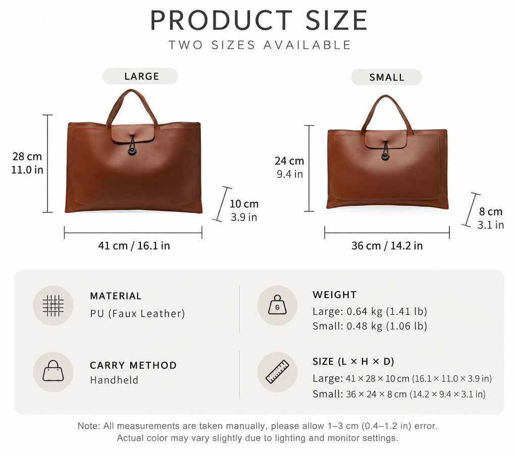 Minimalist Structured PU Leather Tote Bag