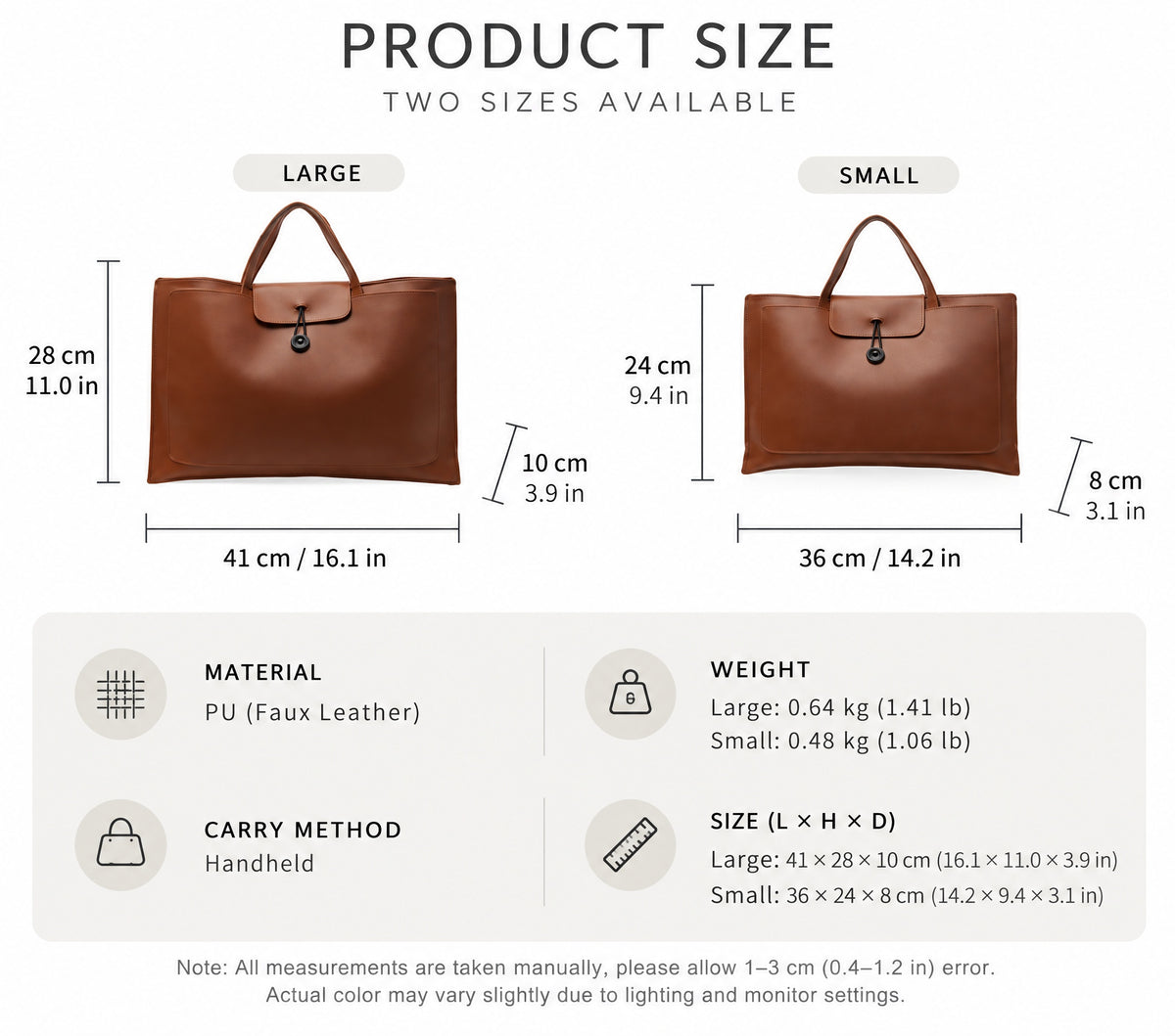 Minimalist Structured PU Leather Tote Bag