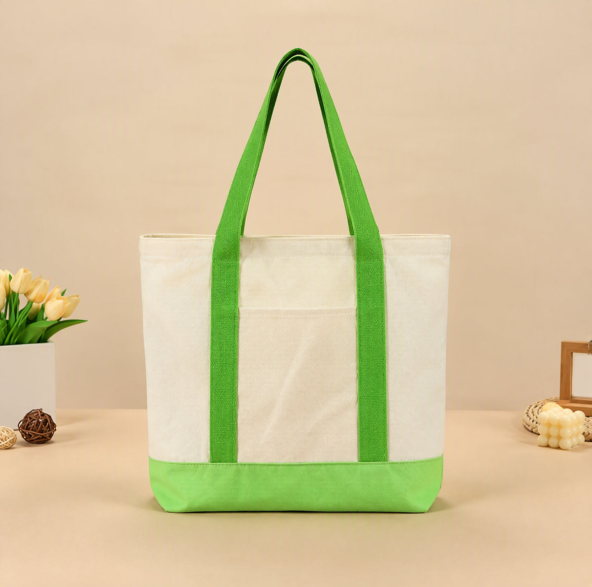 Color Block Canvas Tote Bag for Everyday Carryall