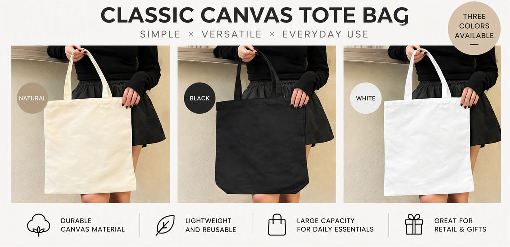 Classic Canvas Tote Bag with Multi-Size