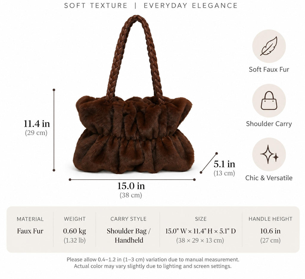 Cozy Plush Texture Tote with Braided Handles