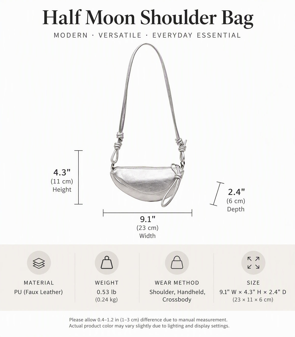 Mini Crescent Crossbody Bag with Knotted Strap Detail