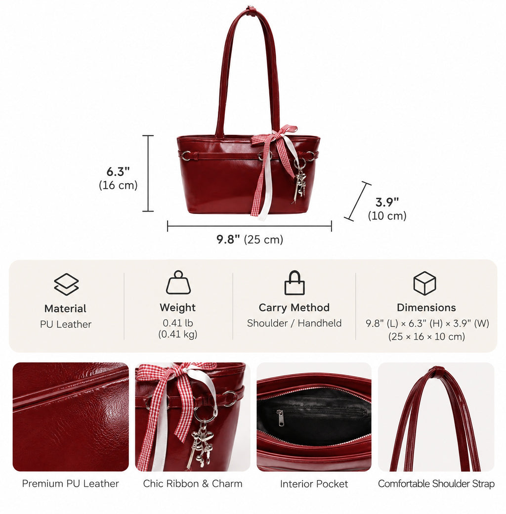 Sweet Mini Shoulder Bag with Bow Detail and Belt Buckle