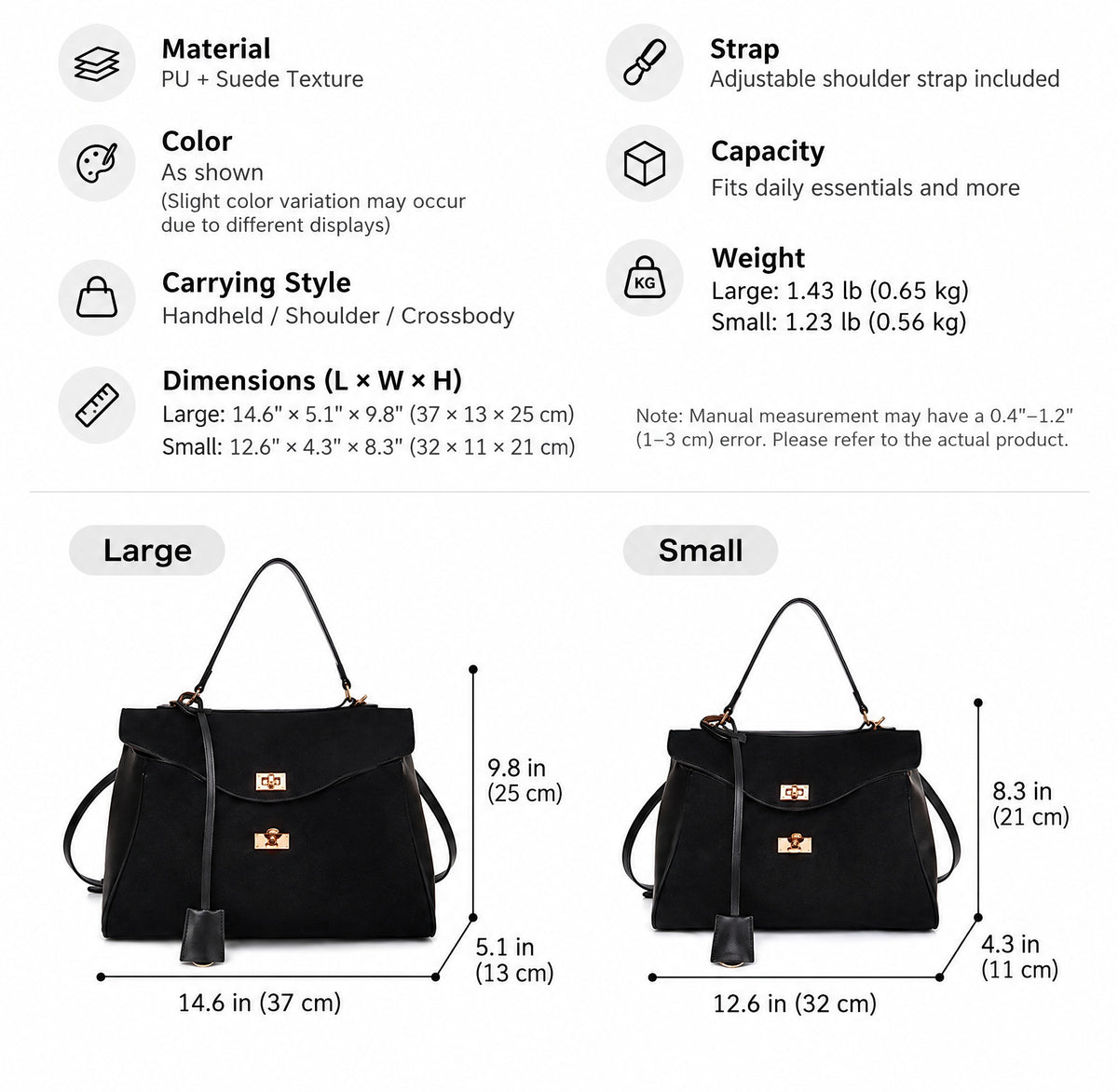 Retro Handbag with Gold Tone Hardware