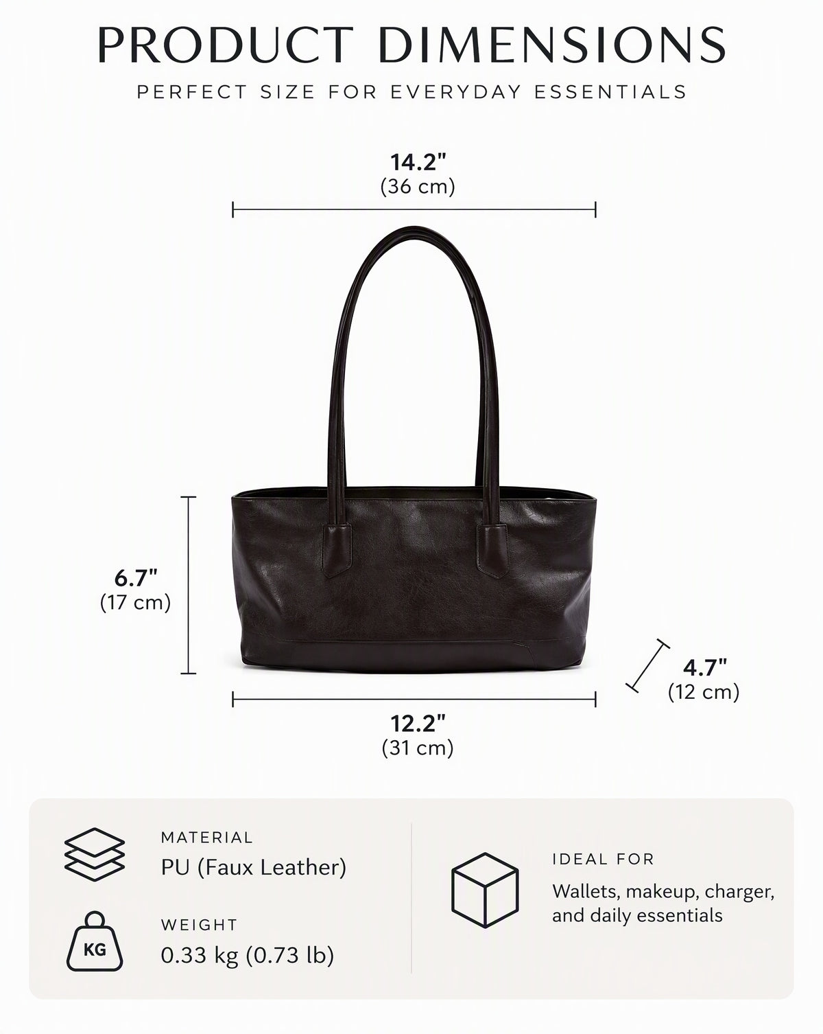 Minimalist Soft Touch Structured Tote with Long Shoulder Straps