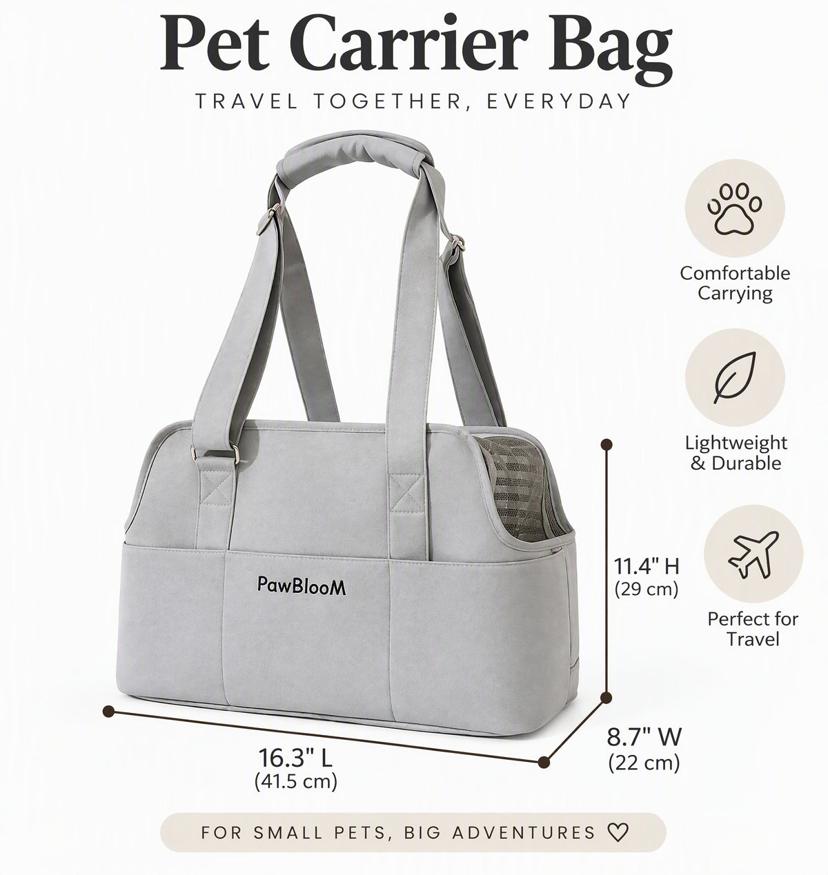 Breathable Pet Carrier Tote Bag with Removable Cushion