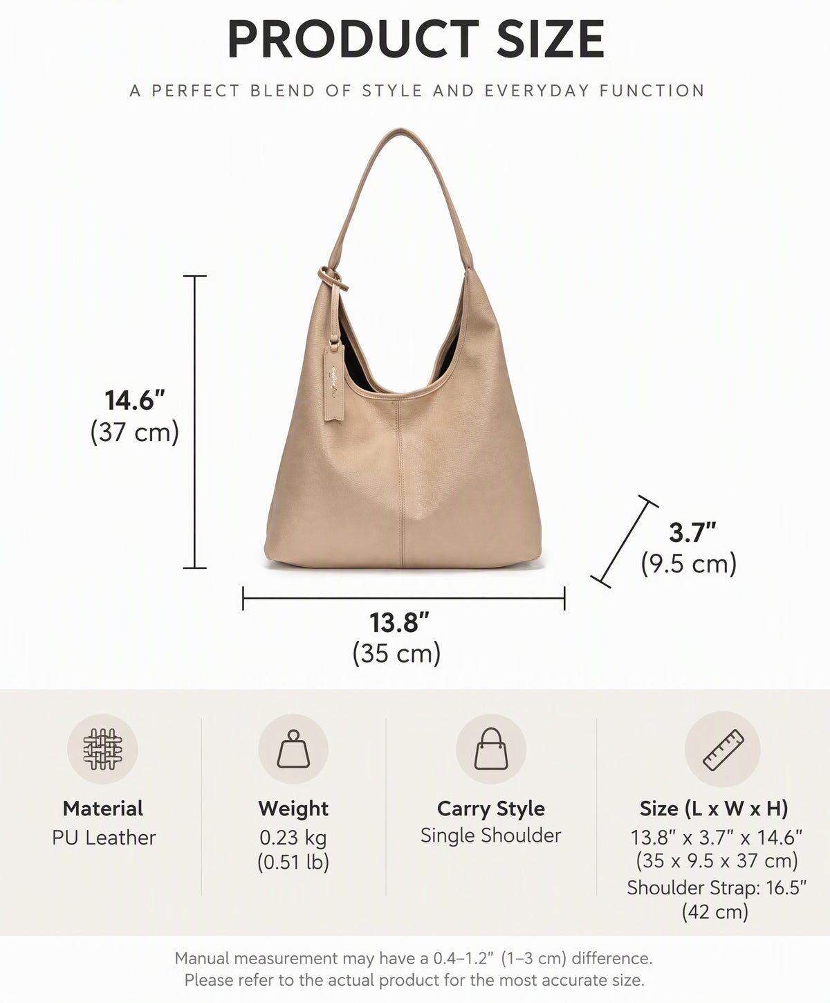Minimalist Soft PU Leather Shoulder Tote Bag