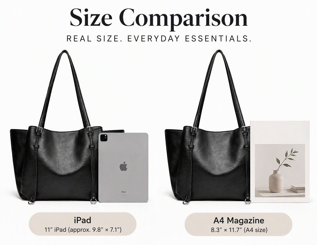 Large Capacity PU Leather Tote Bag with Zipper