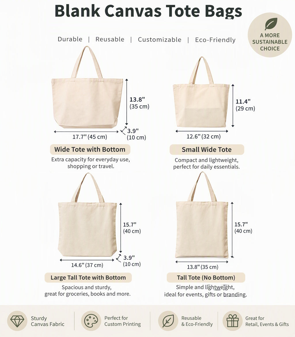 Classic Canvas Tote Bag with Multi-Size