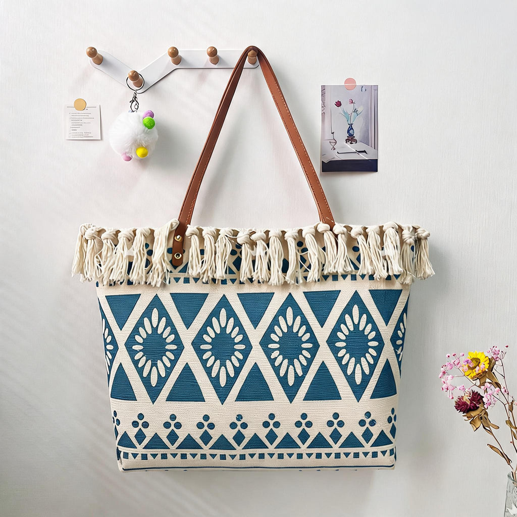 Retro Hand-Woven Cotton Linen Tassel Bag