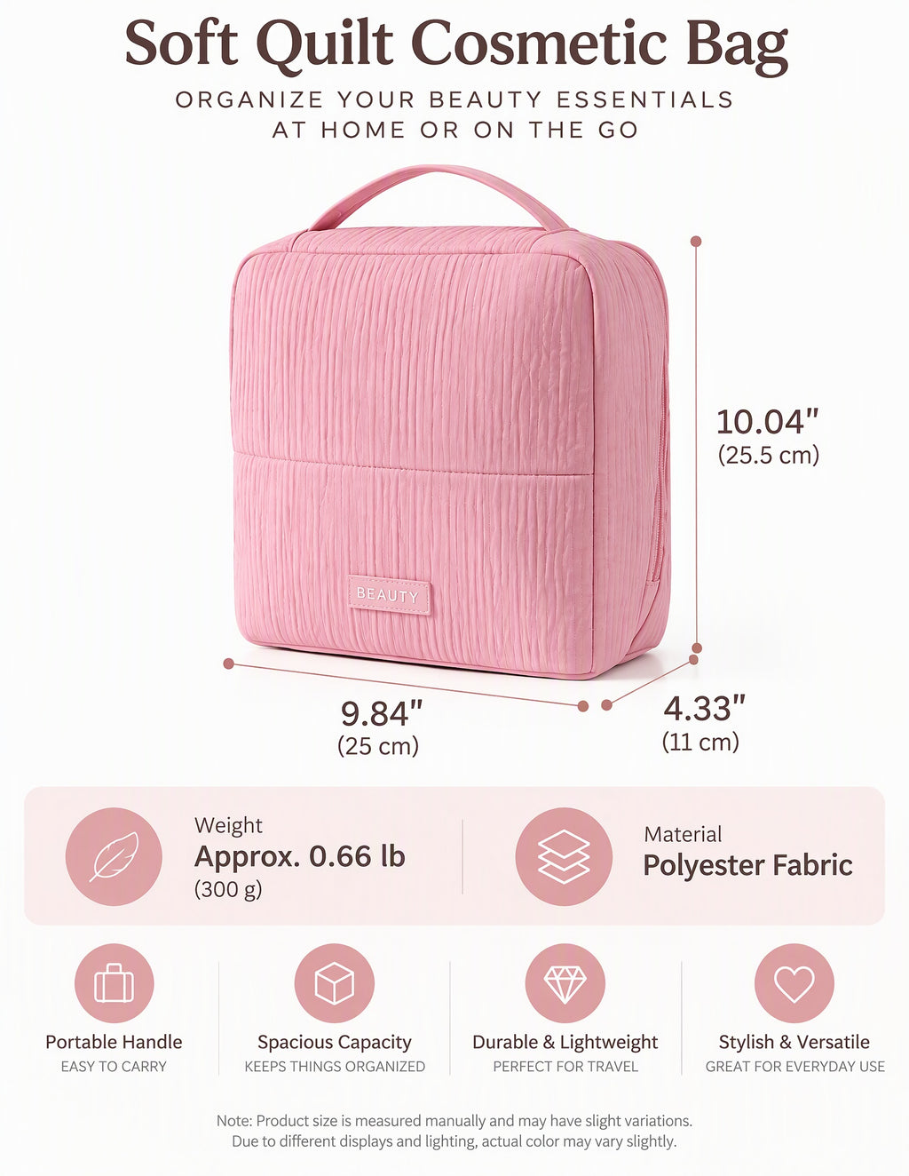 Waterproof Large Capacity Makeup Organizer Bag with Mirror