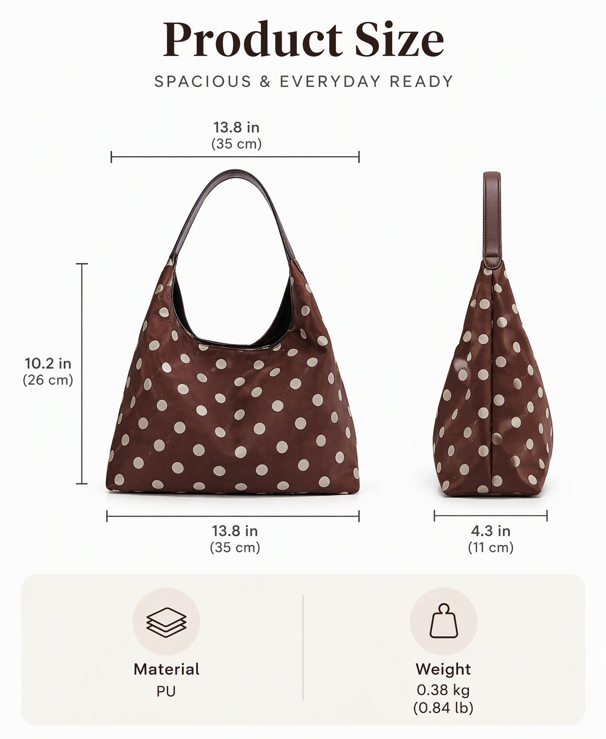 Retro Polka Dot Slouchy Hobo Shoulder Bag