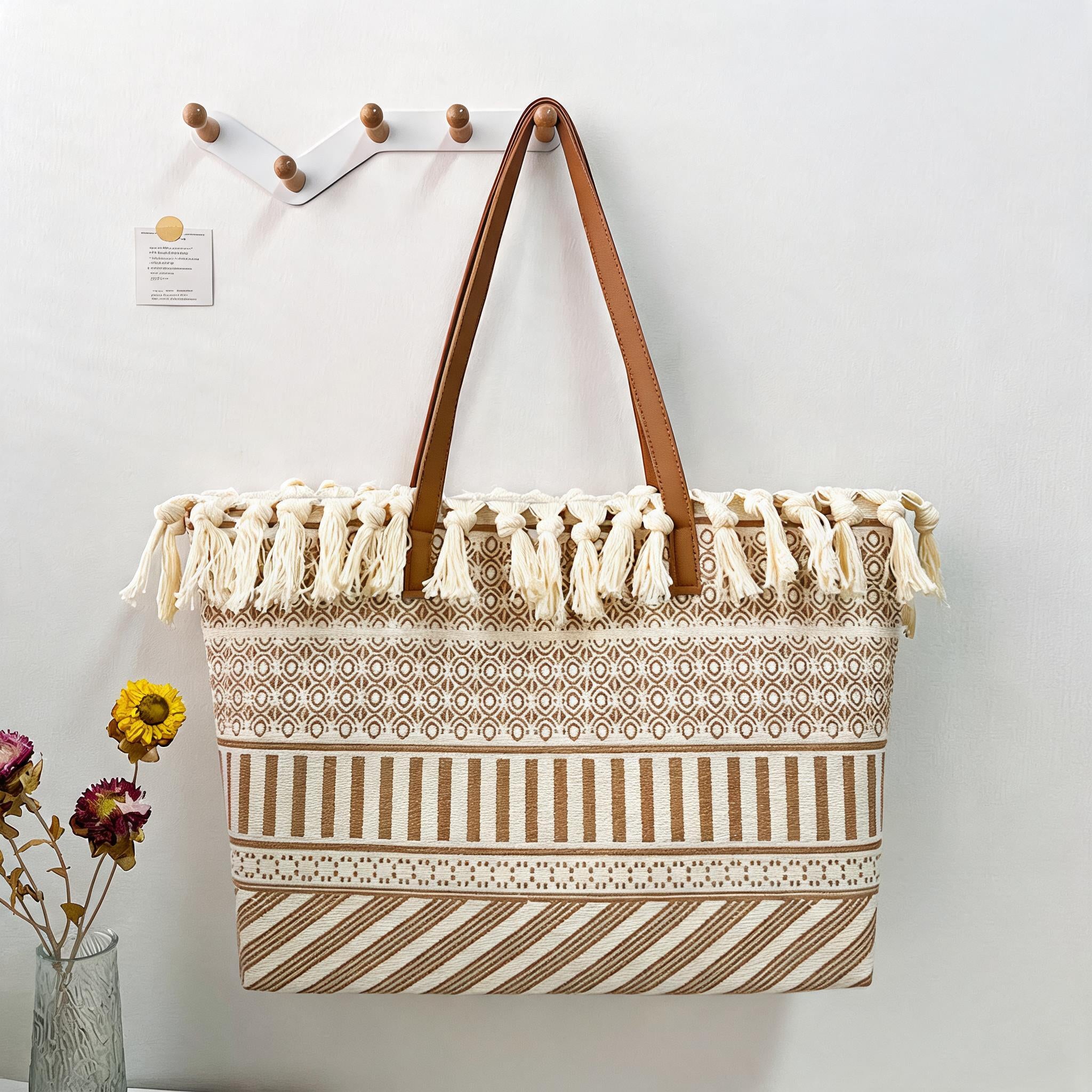 Retro Hand-Woven Cotton Linen Tassel Bag