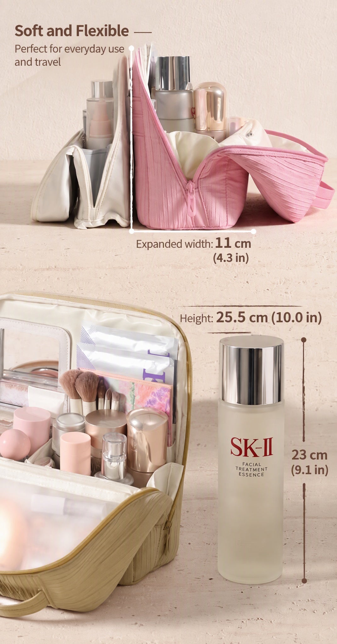 Waterproof Large Capacity Makeup Organizer Bag with Mirror