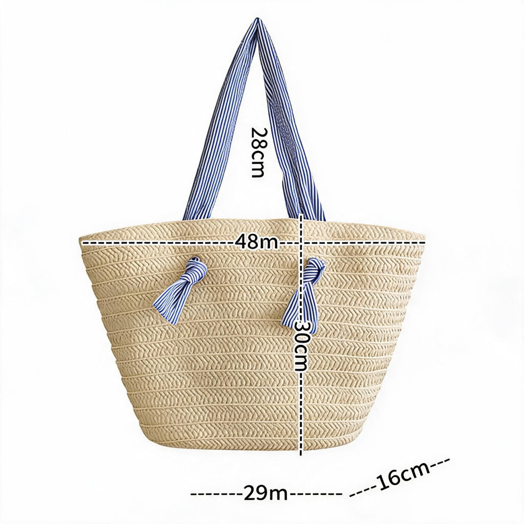 Single-Shoulder Paper-Braided Straw Beach Tote
