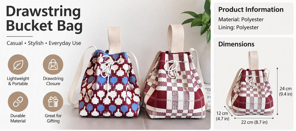 Cozy Knit Bucket Bag With Drawstring Closure