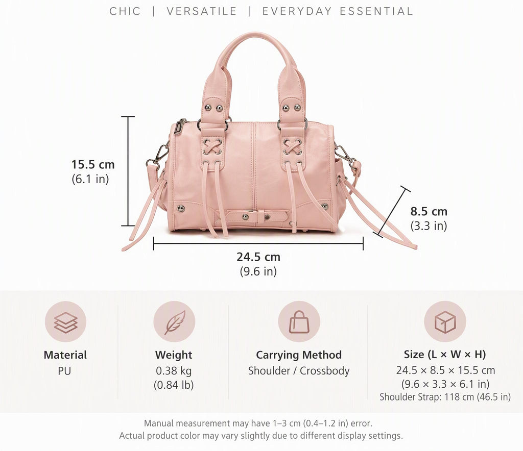 Y2K Studded Lace-Up Mini Boston Shoulder Bag