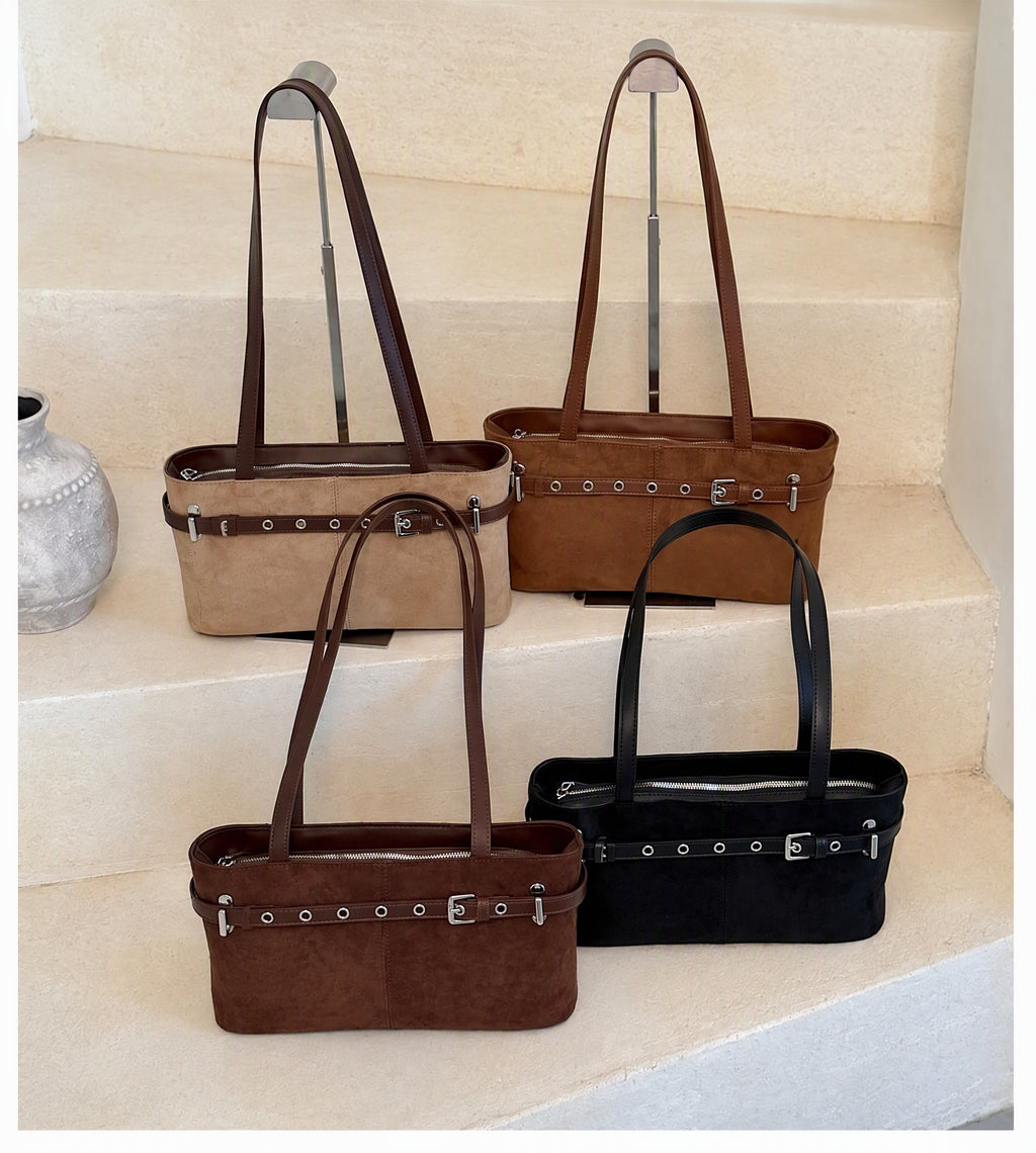Elegant Vintage Belted Shoulder Bag