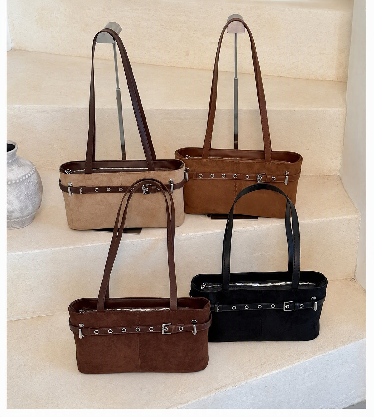 Elegant Vintage Belted Shoulder Bag