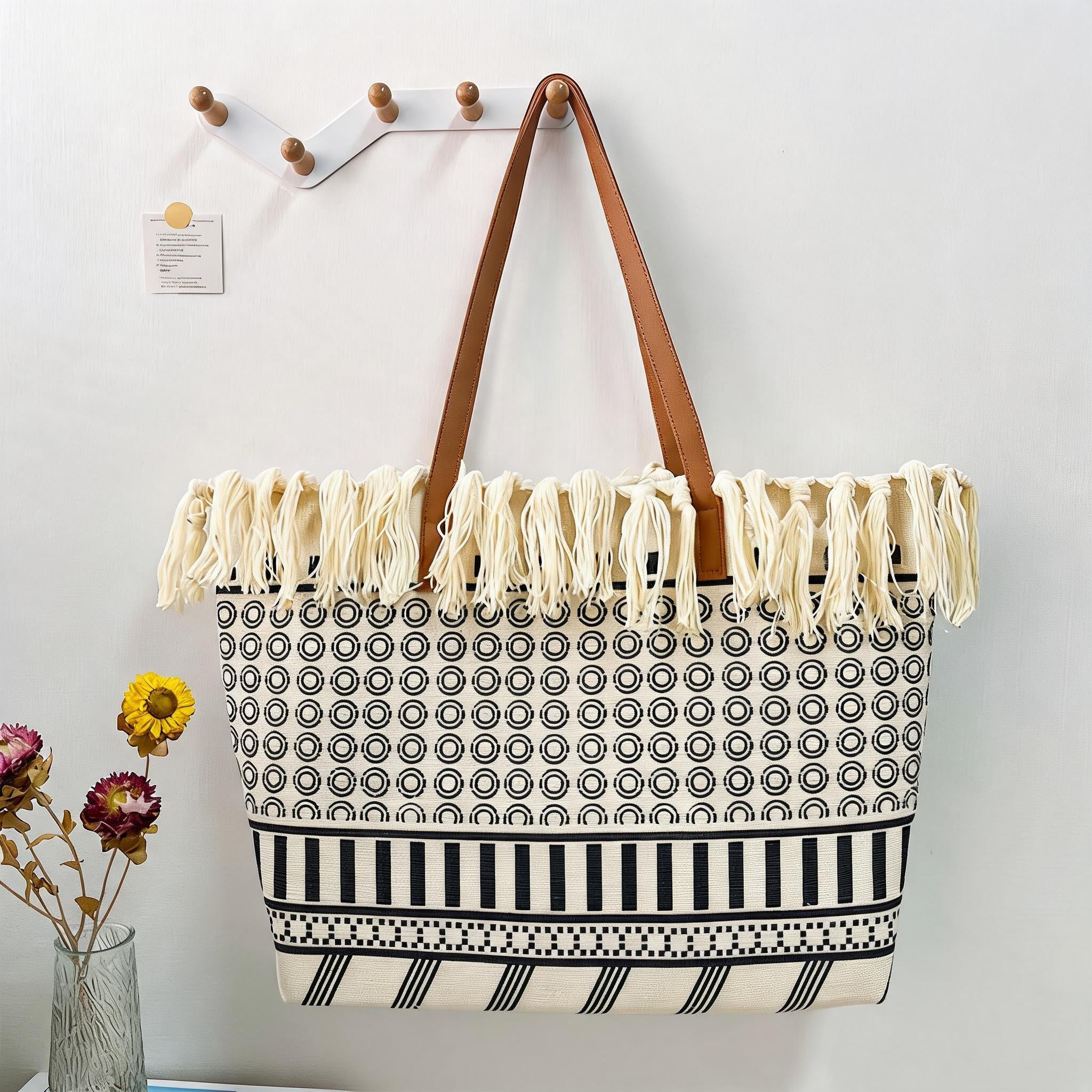 Retro Hand-Woven Cotton Linen Tassel Bag