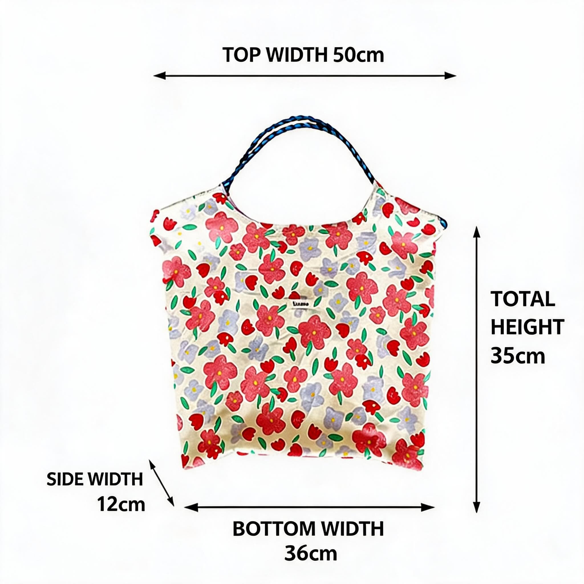 Korean Large Capacity Drawstring Floral Tote Bag