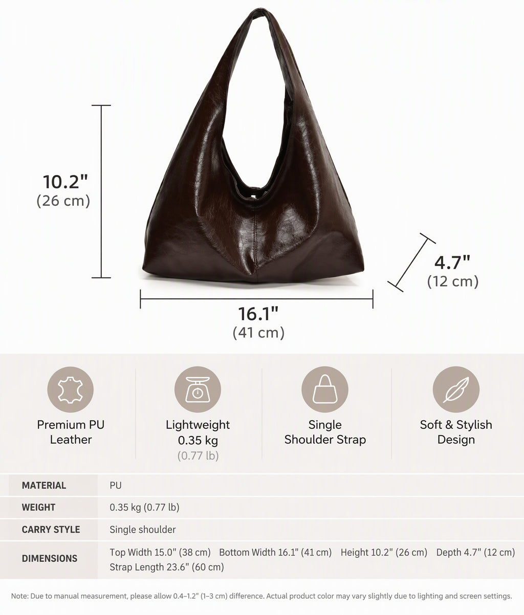 Glossy Wide Strap Hobo Shoulder Bag